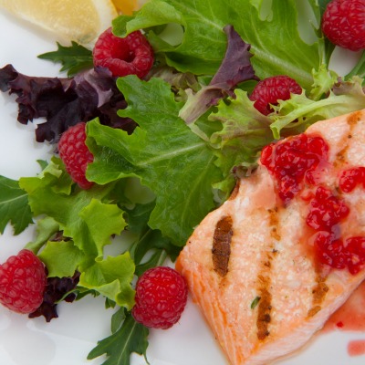 Grilled Salmon Fillets with Raspberry Salsa